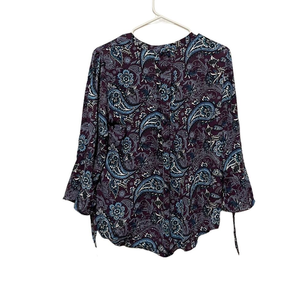 NWT 41Hawthorn Trina Bell Sleeve Pleated Back Purple Blouse - Picture 3 of 5